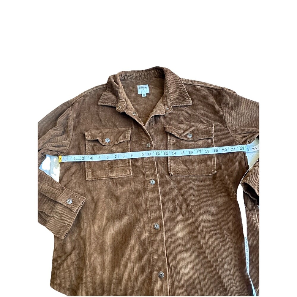 Kensie Jeans Brown cordouroy Button down shacket with Pockets Women's Size M - Picture 4 of 7